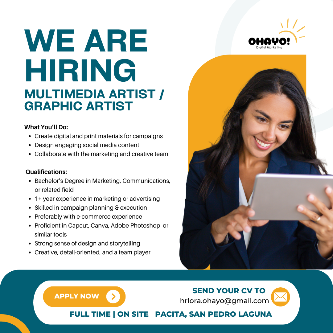 Ohayo Digital Facebook ad: HIRING MULTIMEDIA ARTIST