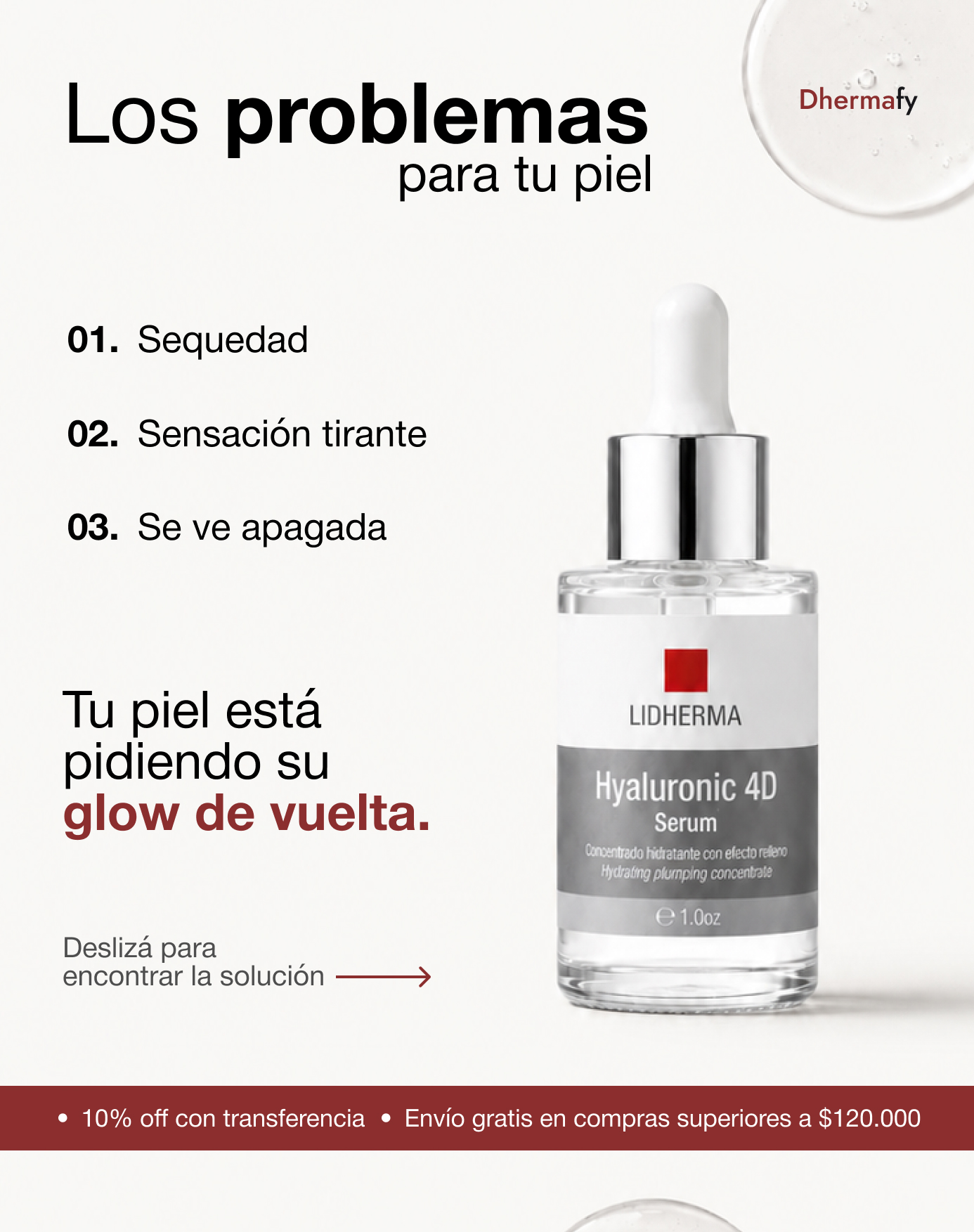 Dhermafy web Facebook ad: Productos