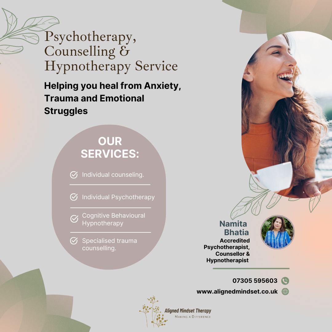 Aligned Mindset- Psychotherapist Counsellor & CBT Hypnotherapist Facebook ad