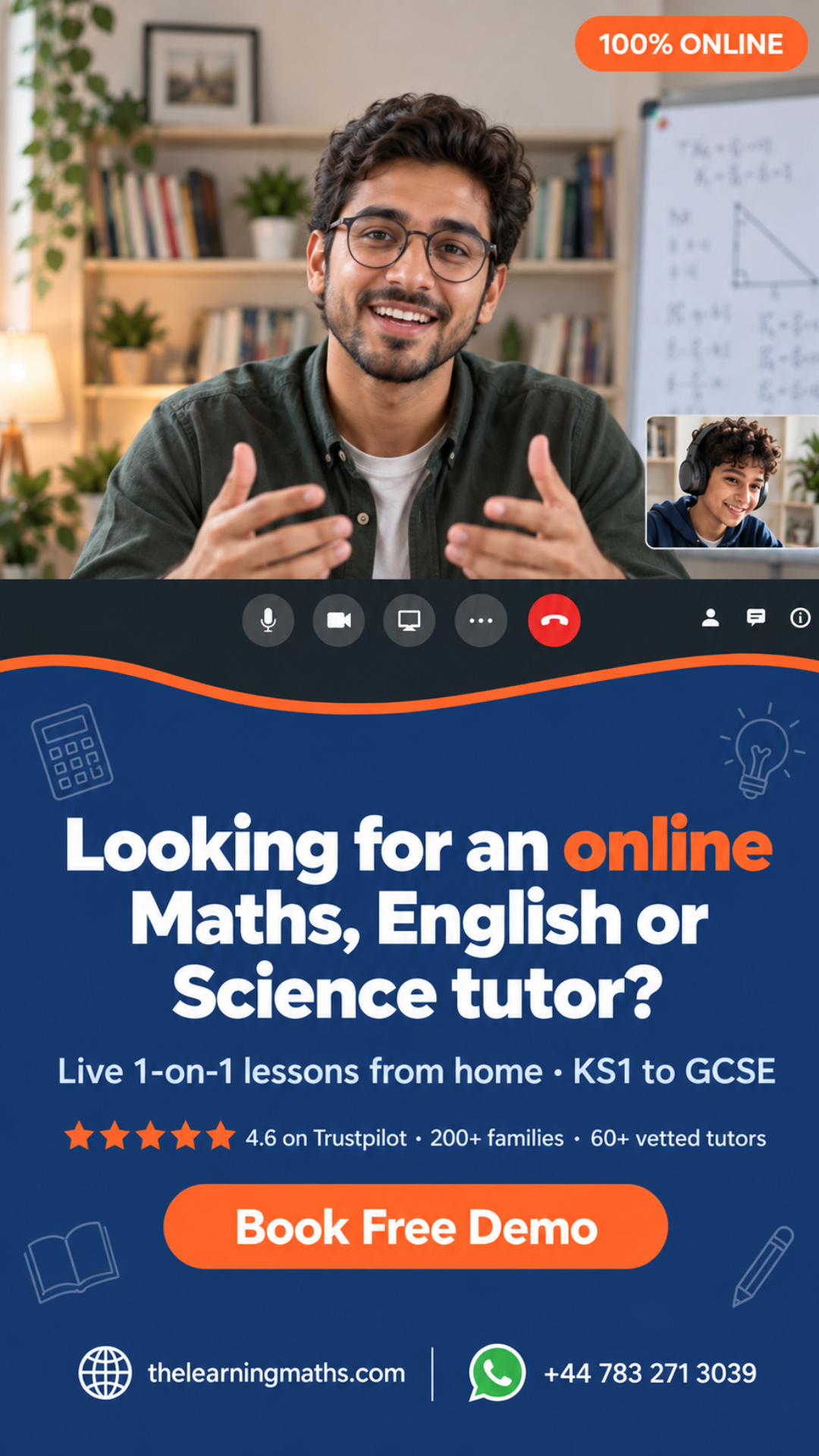 The Learning Maths Facebook ad: Online Maths, English & Science Tutors