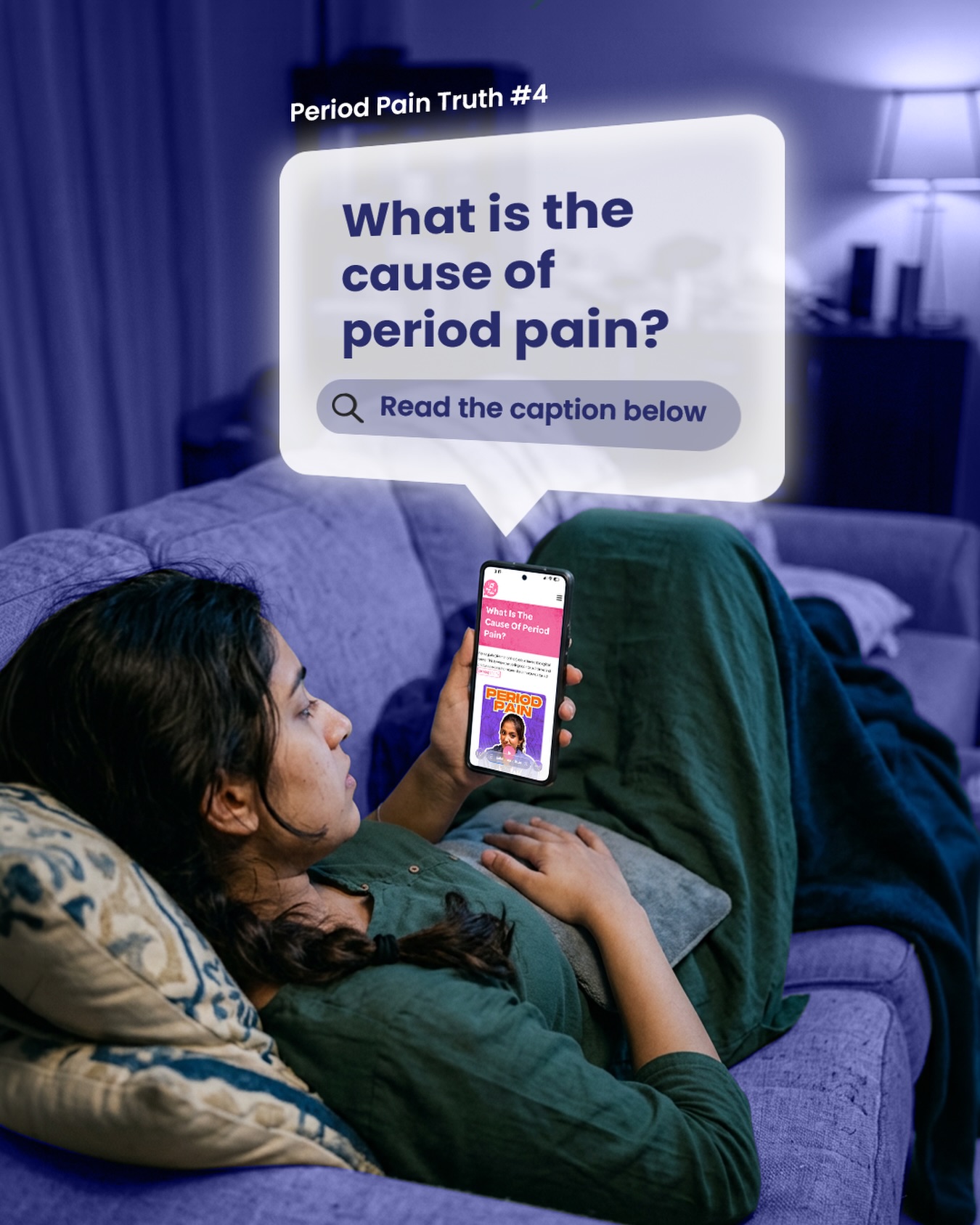 Stop the Period Pain Facebook ad: Period pain can be caused by the excess…