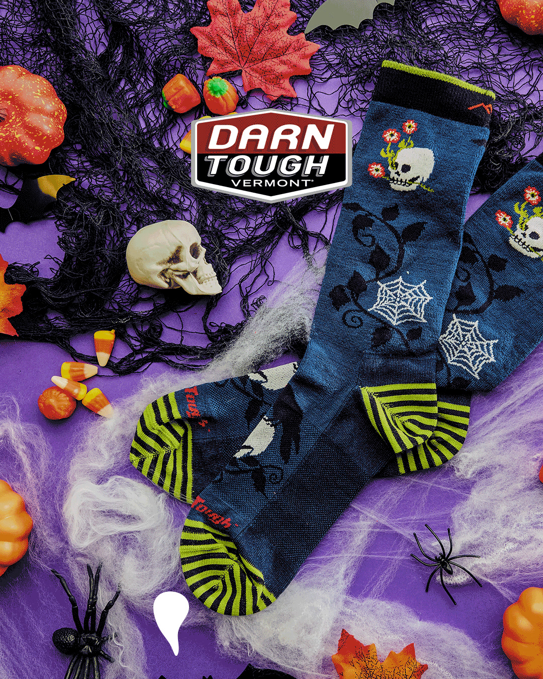 Darn Tough Vermont Socks Facebook ad: Spooky Scary Skeleton