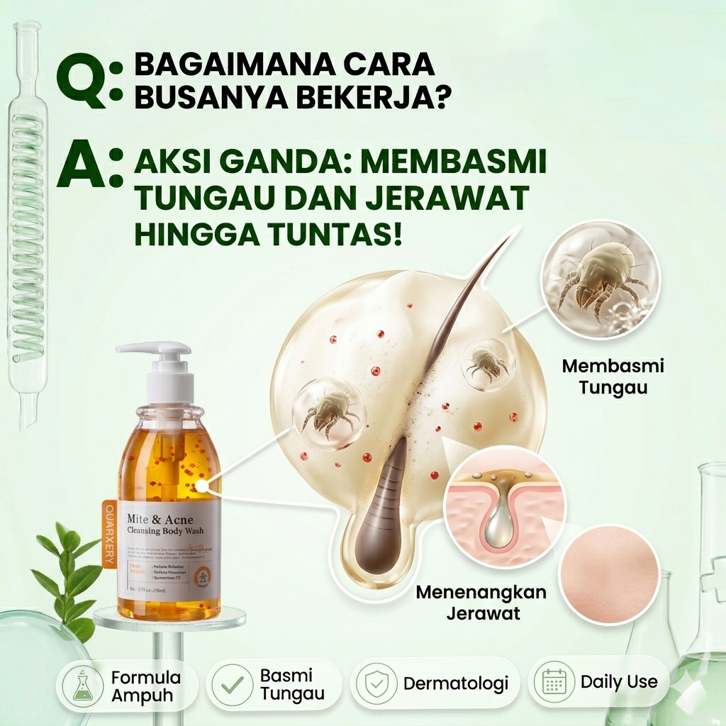 Skincare-ID Facebook ad: QUARXERY Antibacterial Mite & Acne Cleansing Body Wash