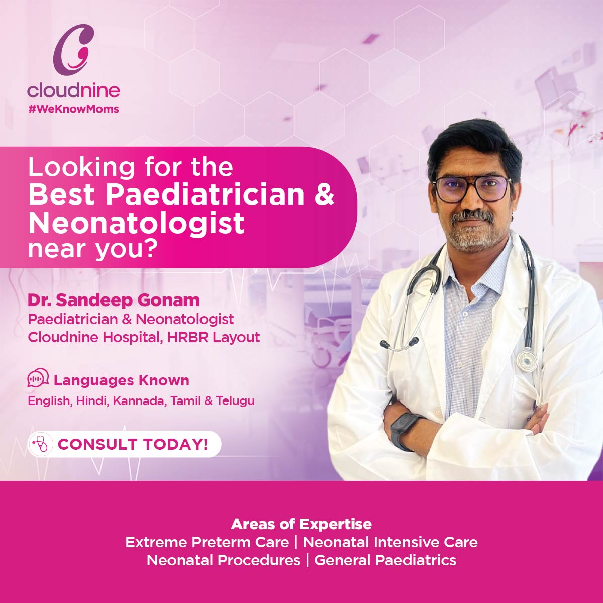 Cloudnine Hospital - HRBR Facebook ad: Consult with Dr. Sandeep Gonam