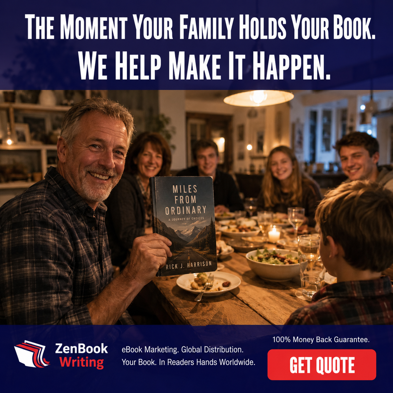 Zen Book writing Facebook ad: Same Book. Same Cover. 100 Times More Sales.
