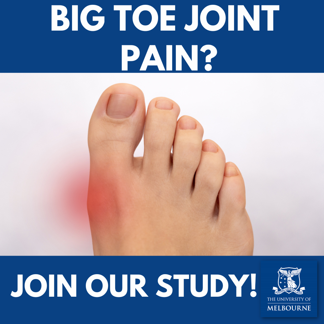 Centre for Health, Exercise and Sports Medicine - CHESM Facebook ad: Join Our Big Toe Joint Pain Study!