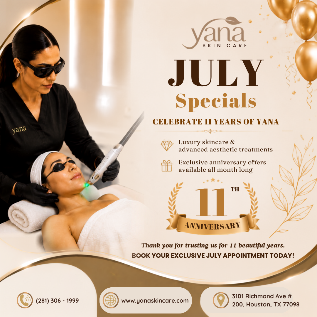 Yana Skin Care Facebook ad: July Beauty All Services Deals:11th Anniversary Of Yana…