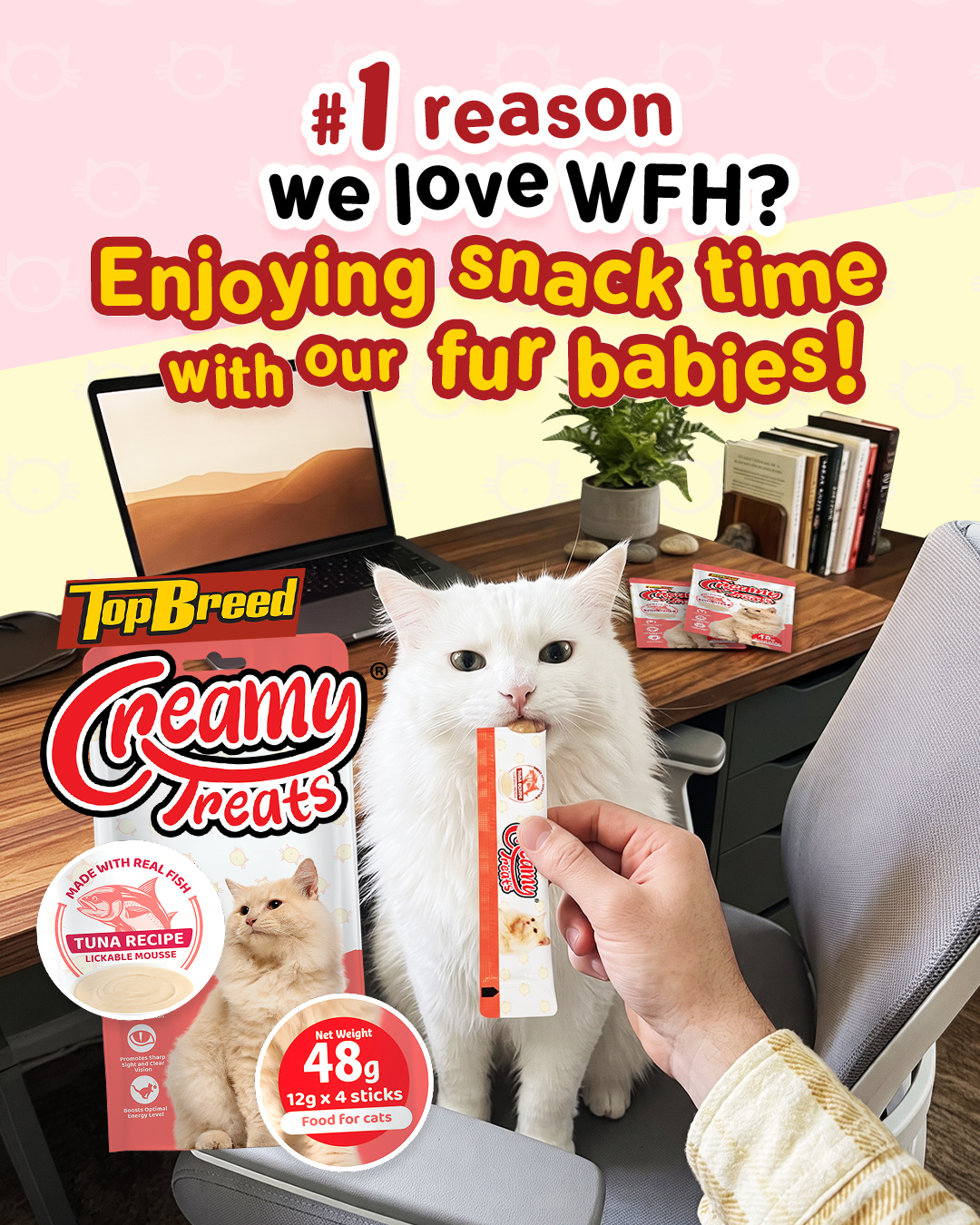 TopBreed Facebook ad: Snack breaks with your feline friend make the…