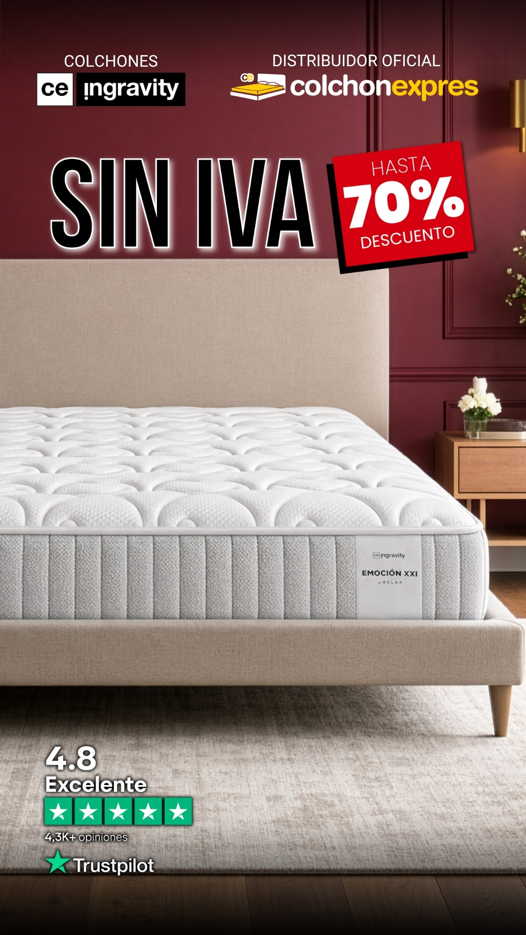 Colchón Exprés Facebook ad: HASTA 120 NOCHES DE PRUEBA