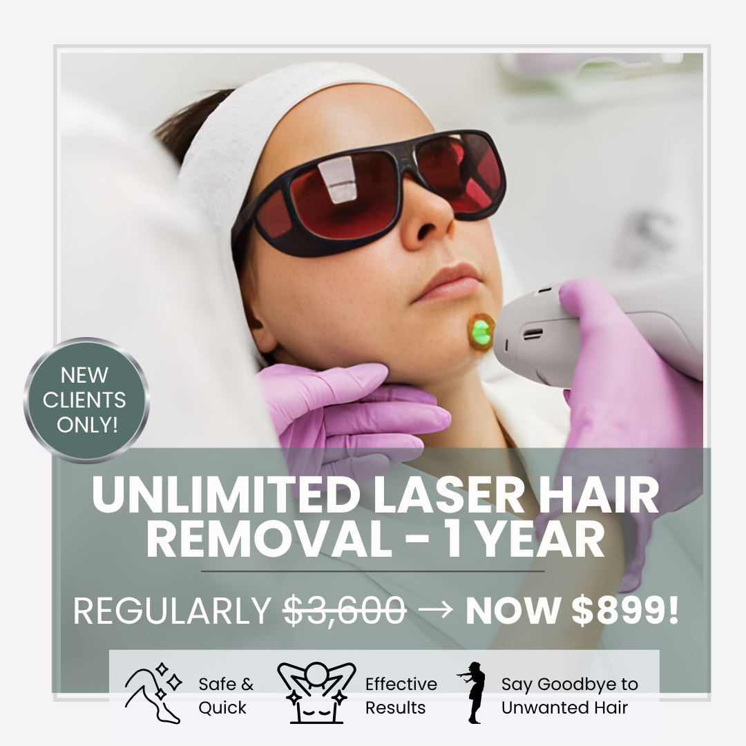 Rainier Laser & Aesthetics Center Facebook ad: One Year Laser Hair Removal NOW $899!