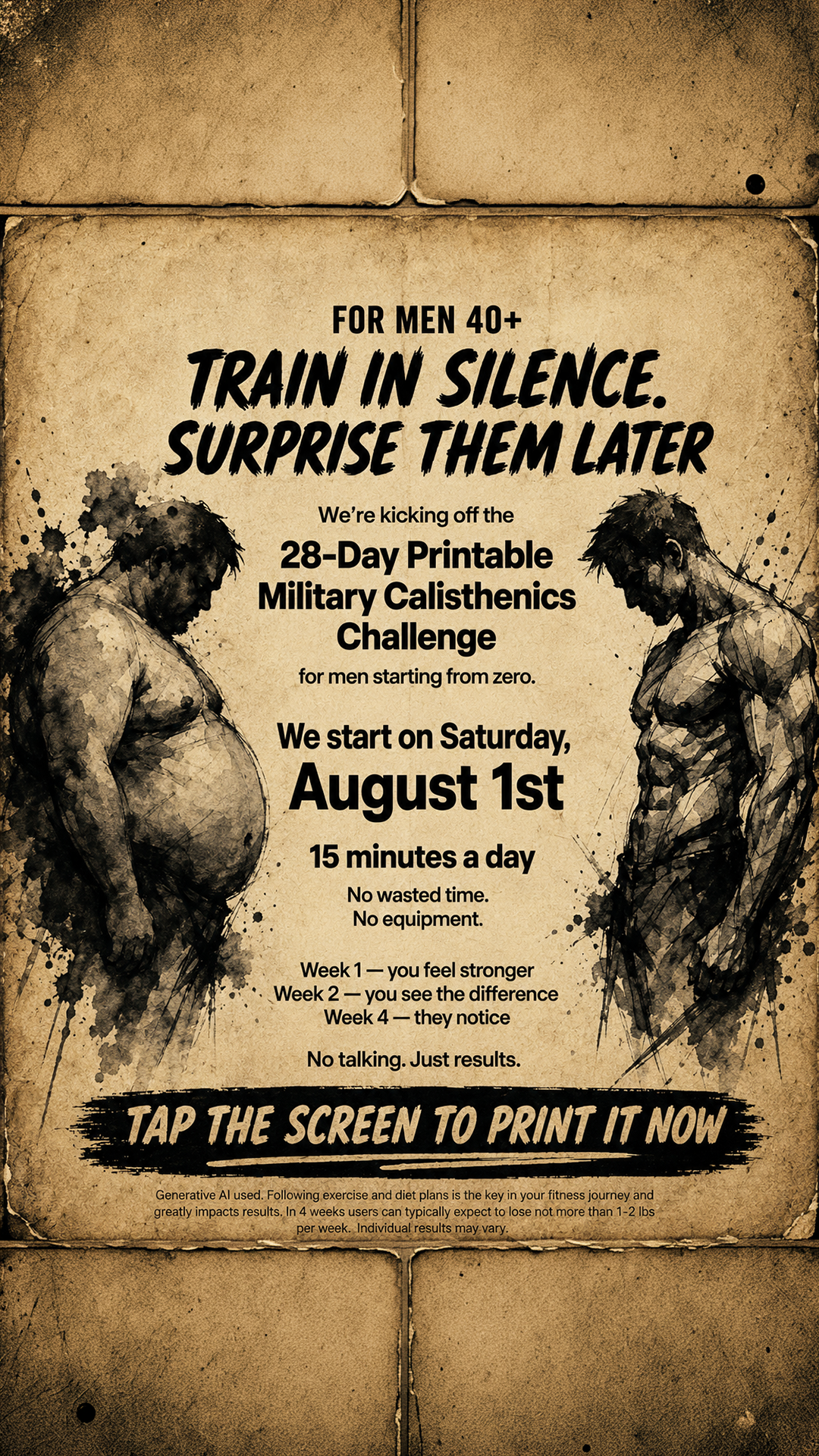 Military Training System Facebook ad: Feel Strong and Unstoppable with Military Calisthenics