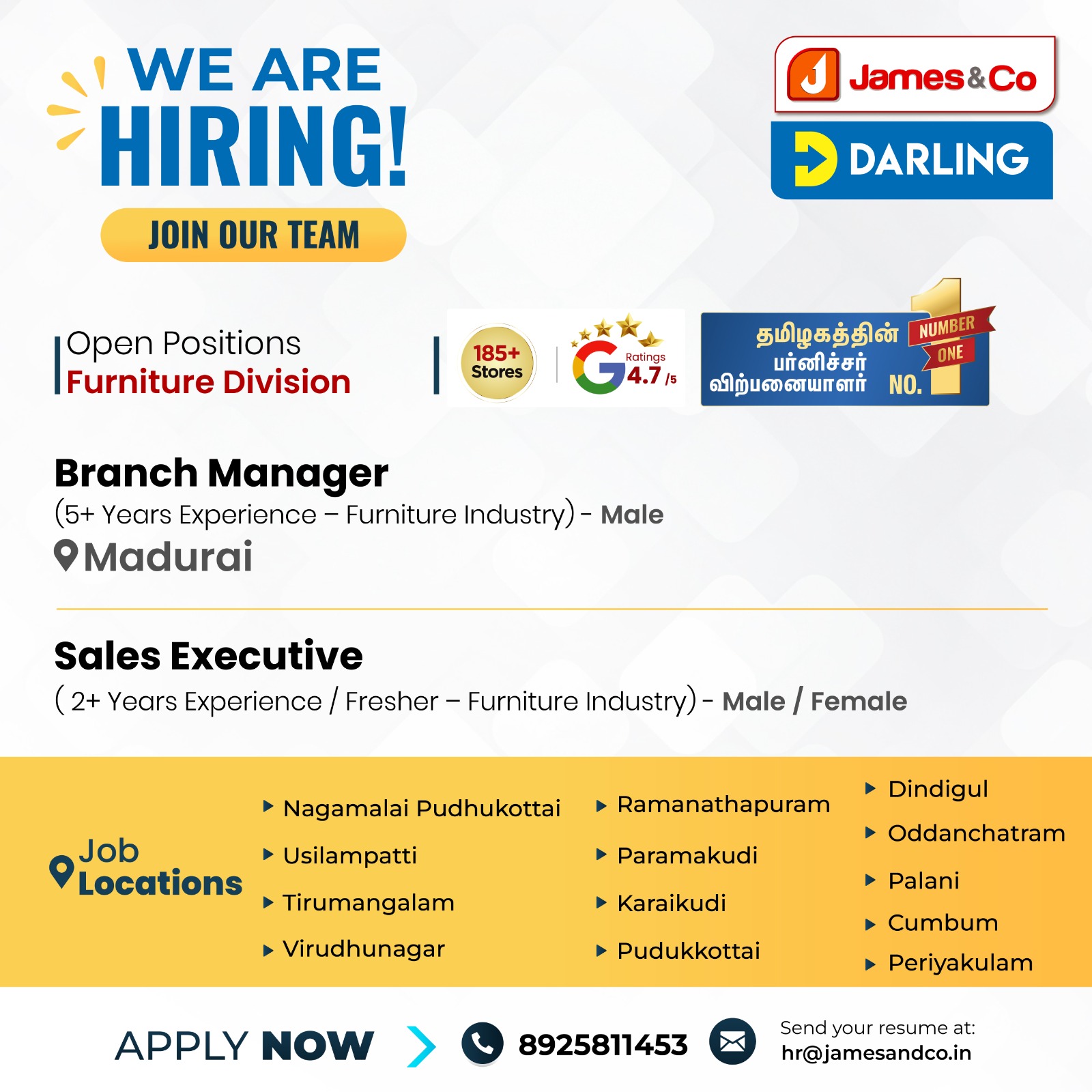 James & Co_Official Facebook ad: We’re Hiring, Join the James & Co Family!