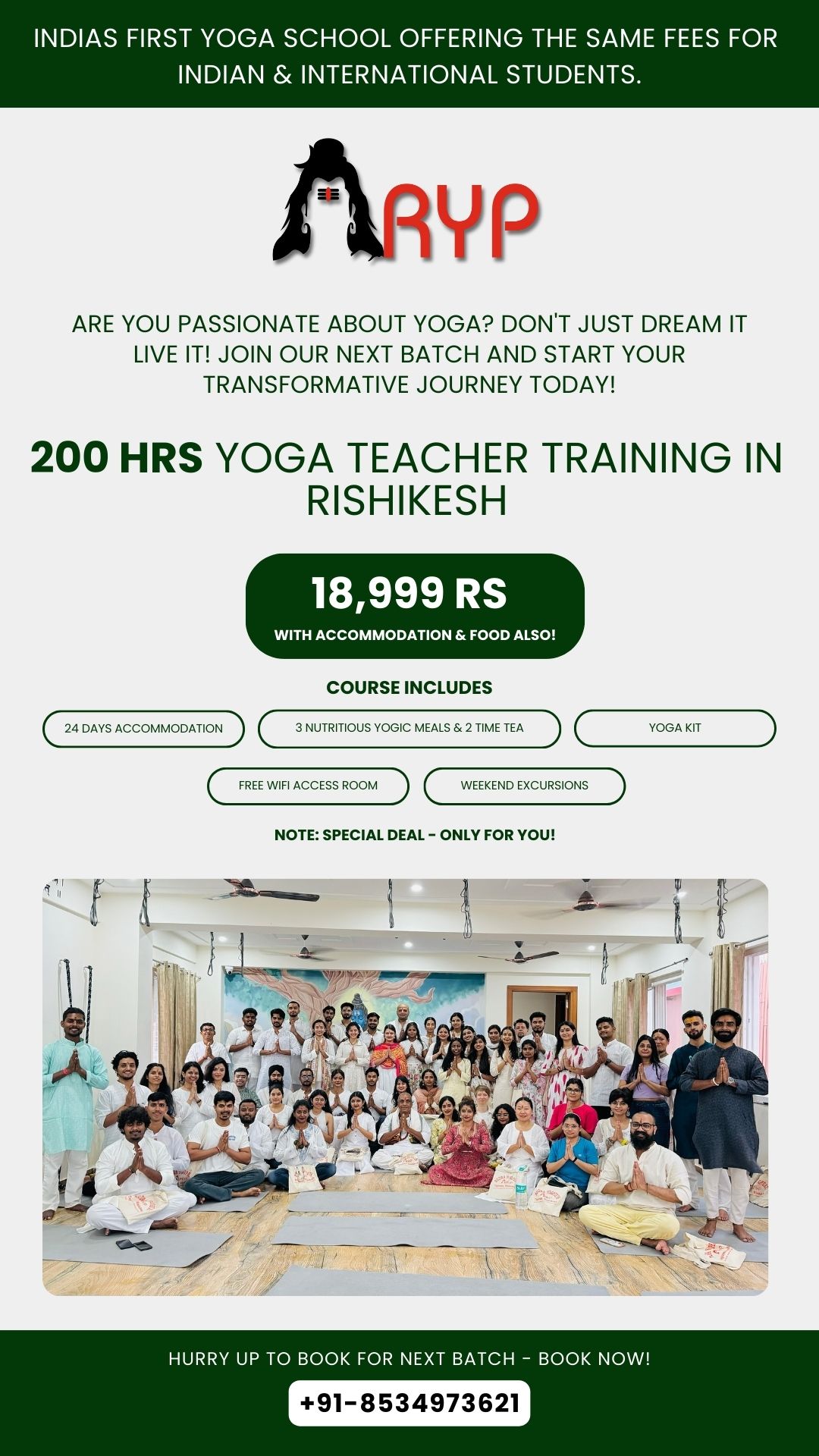 Rudra Yogpeeth Facebook ad: 200 Hour Yoga TTC in Rishikesh, Only ₹18,999 with Food &…