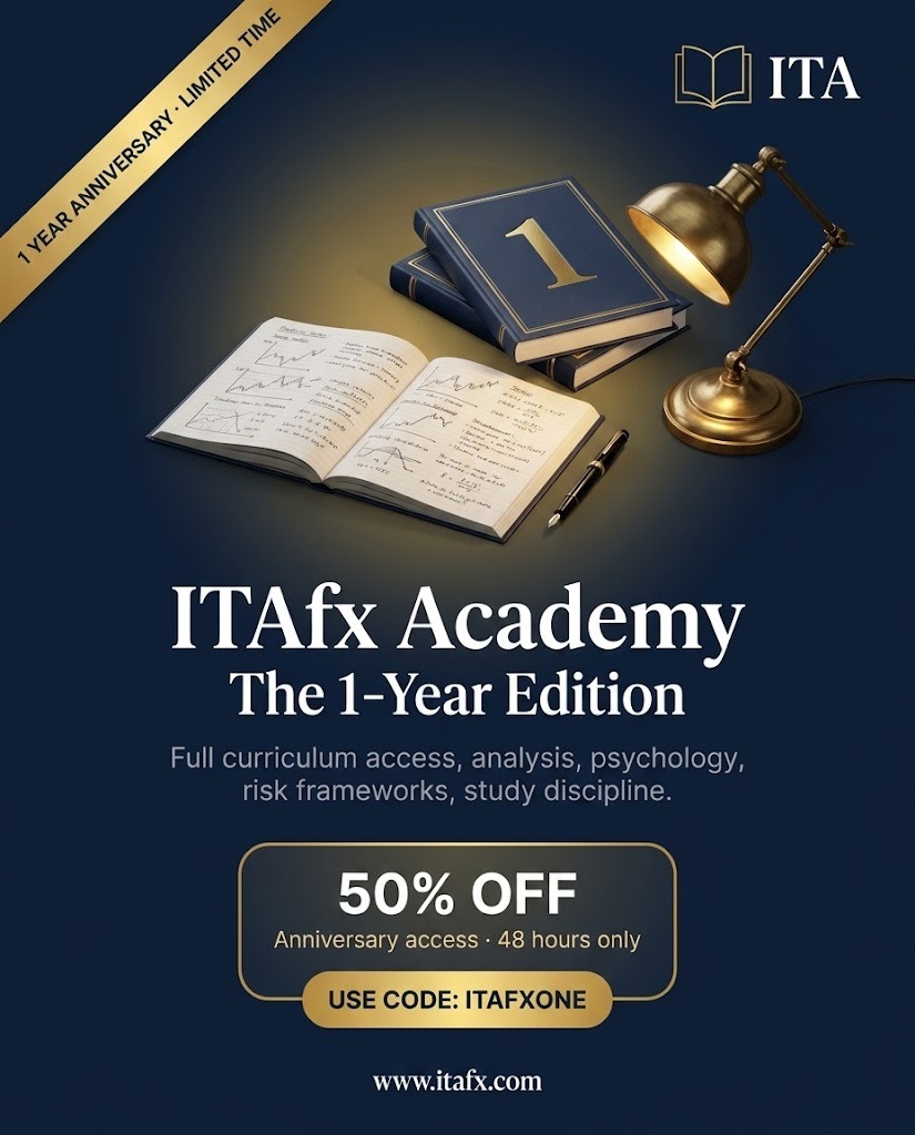 Institutional Trading Academy LTD Facebook ad: The 1-Year Edition is open.
