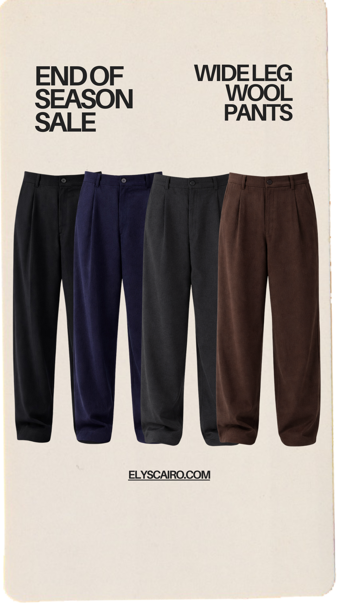 elyscairo Facebook ad: Wool essentials at 50% OFF