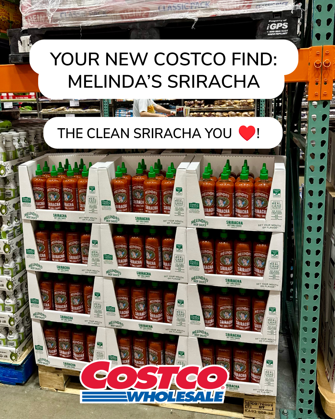 Melinda's Hot Sauce Facebook ad: Melinda’s Sriracha just hit Costco