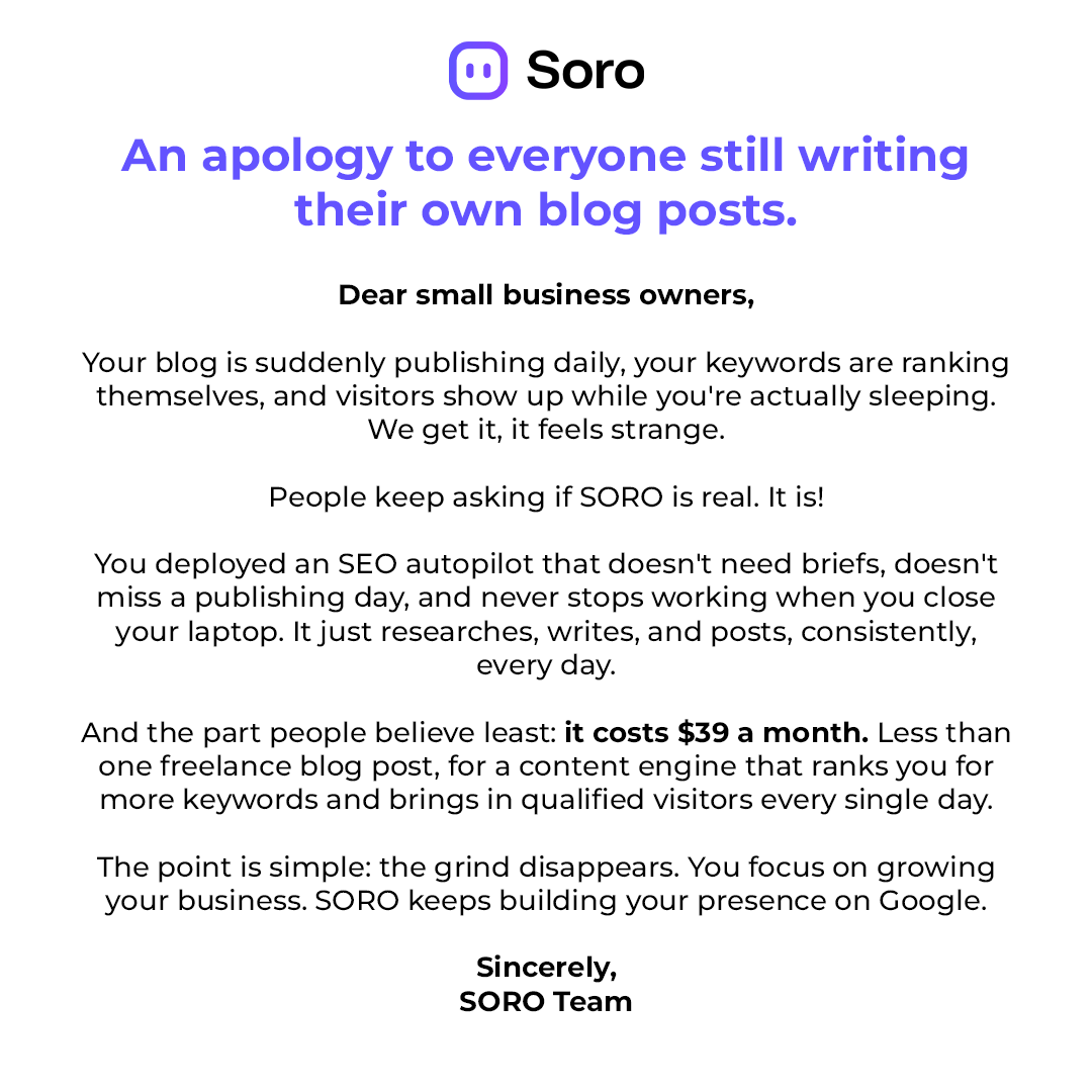 Soro SEO Facebook ad