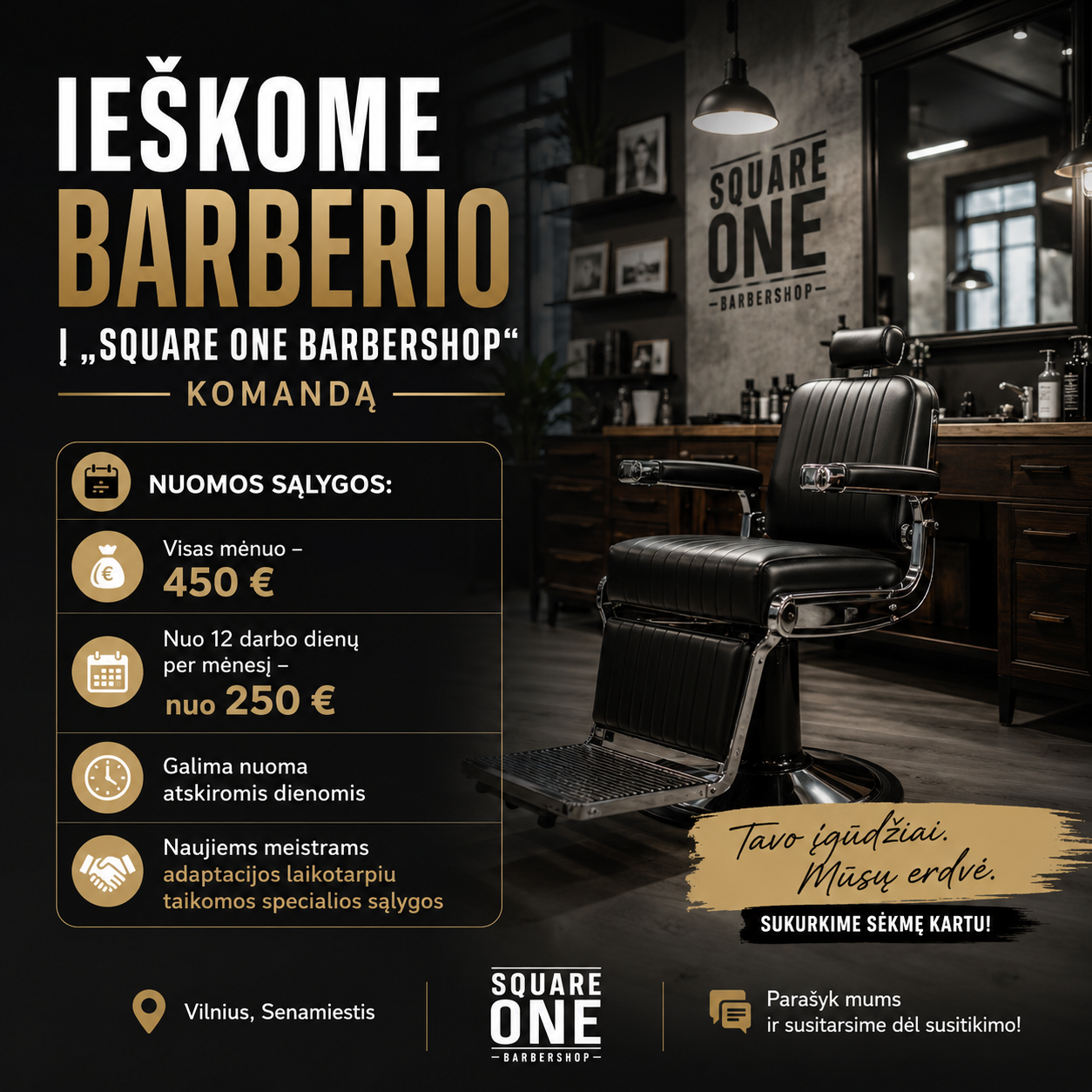 Square one barbershop Facebook ad: Sužinoti daugiau