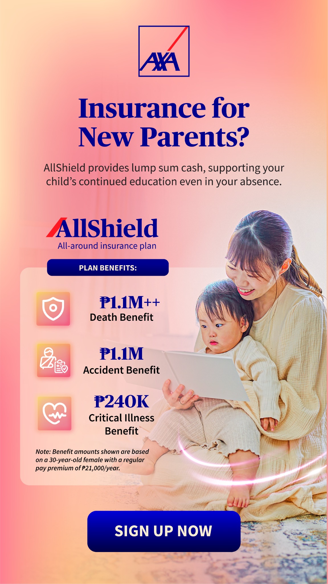 AXA Philippines Facebook ad: Insurance for New Parents