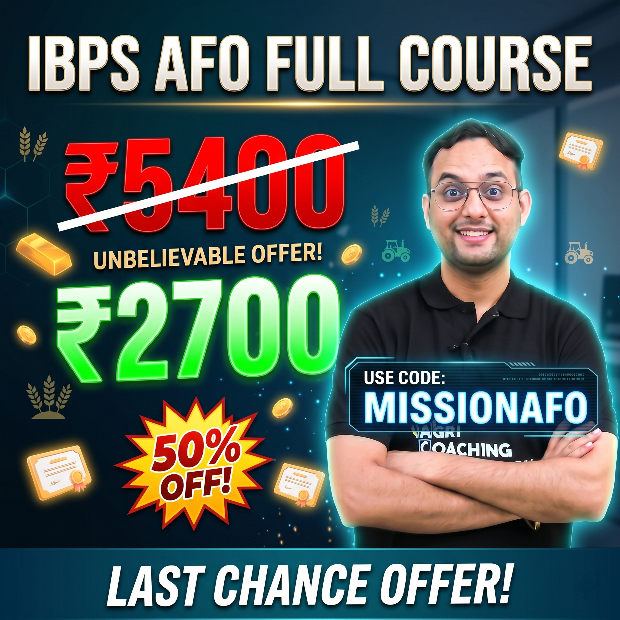 Agri Coaching Chandigarh Facebook ad: AFO 2026 Complete Batch, 50% OFF