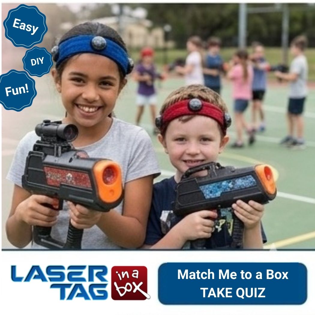 Laser Tag in a Box Facebook ad: More Value. Less Paperwork. Excitement Delivered.