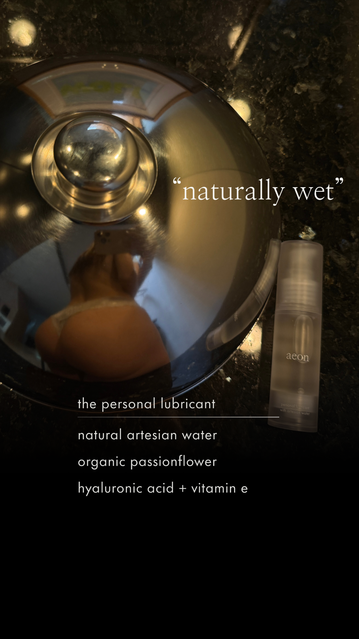 Aeon Bodycare Facebook ad: Feels naturally wet.