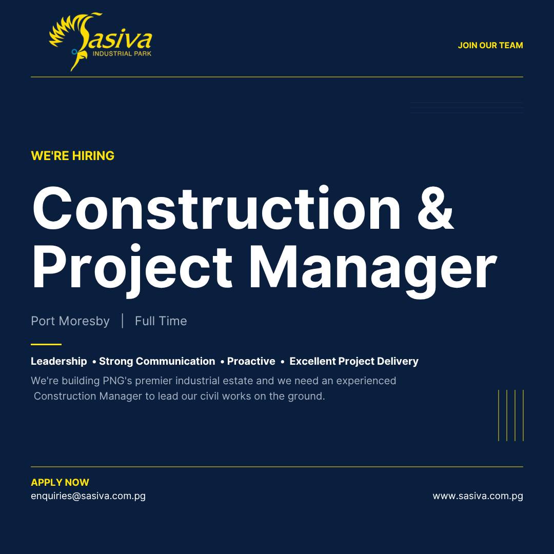 Sasiva Industrial Park Facebook ad: NOW HIRING, Construction & Project Manager