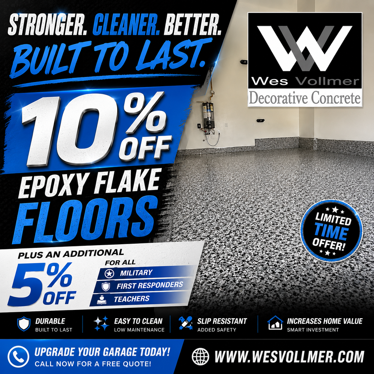 Wes Vollmer Decorative Concrete Facebook ad from May 21, 2026