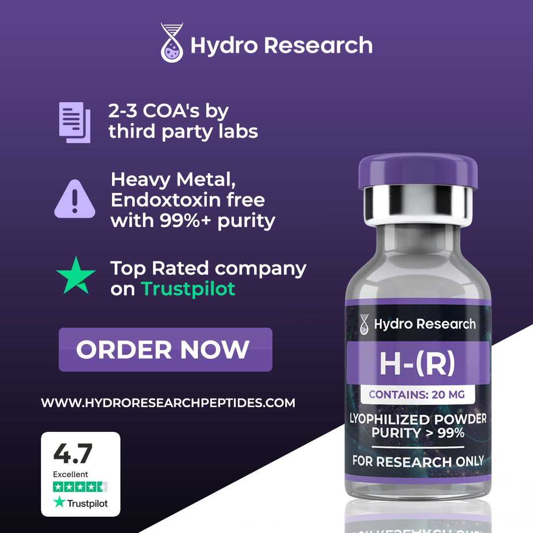 Hydro Research Facebook ad: Reviewed Research Peptide Company On TrustPilot