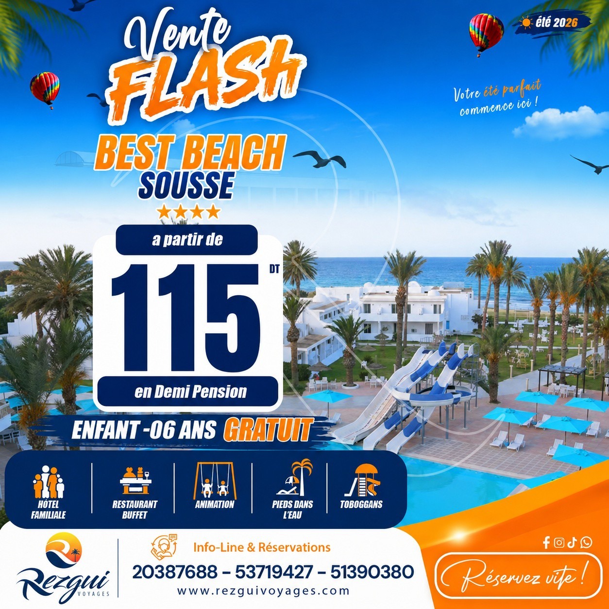 Rezgui Voyages & Loisirs Facebook ad: HΓ΄tel Pieds dans l'eau Γ partir de enβ¦