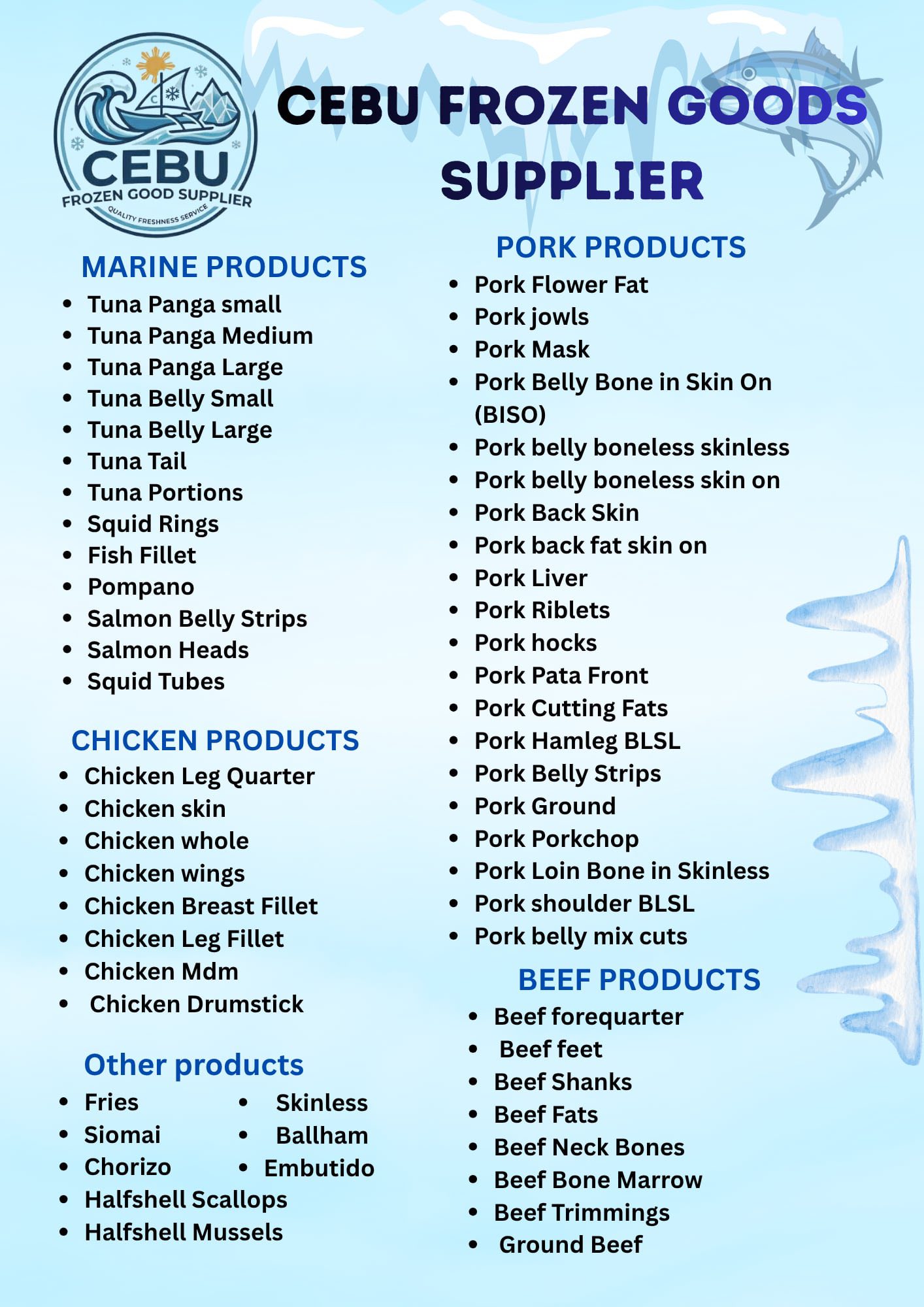 Cebu Direct Supplier - Frozen Goods Facebook ad: FROZEN GOODS FOR SALE!