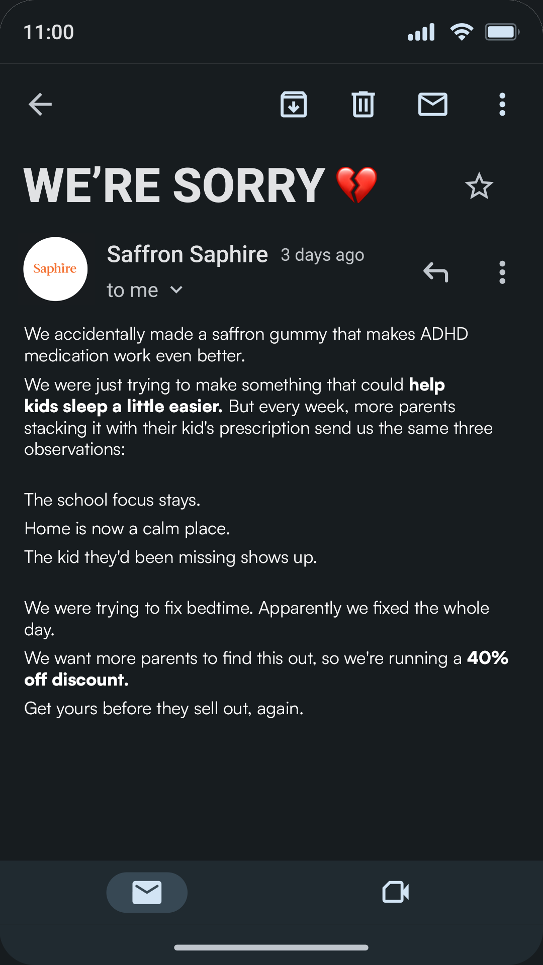 Saphire Saffron Facebook ad