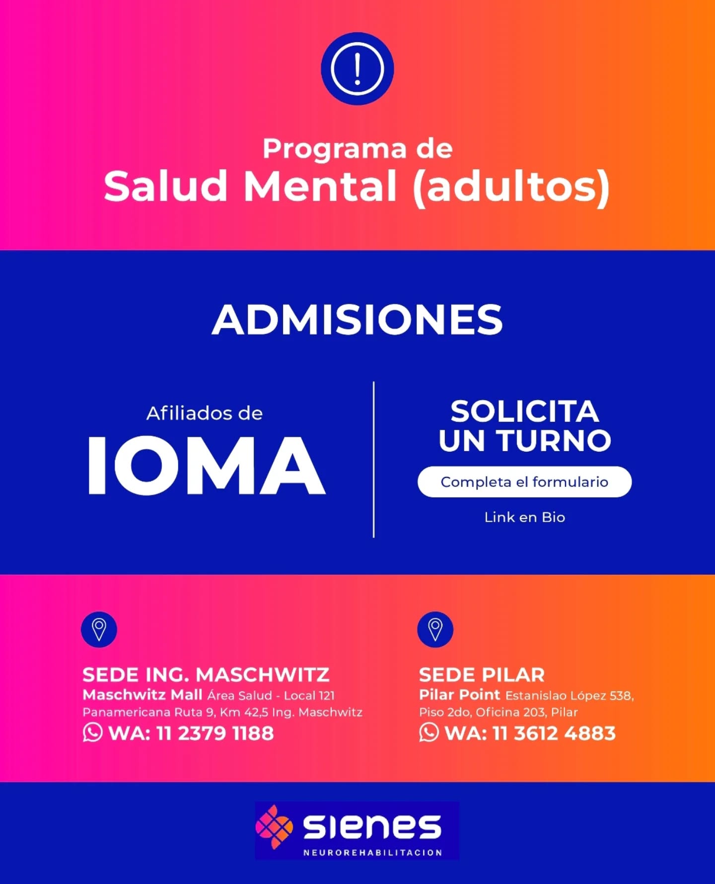 Centro de Neuro Rehabilitación Sienes Facebook ad: SEDE MASCHWITZ: ADMISIONES PROGRAMA DE SALUD MENTAL