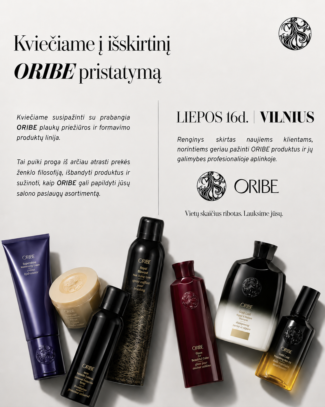 Oribe Obsessed Lithuania Facebook ad: Išskirtinis ORIBE pristatymas Vilniuje