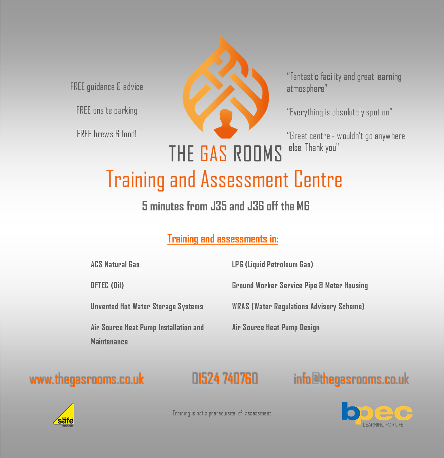 The Gas Rooms Training & Assessment Centre Facebook ad: Specialising in training and assessments for Gas, Plumbing…