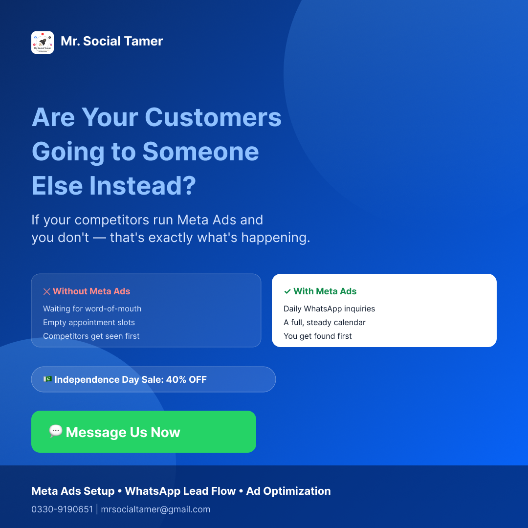Mr. Social Tamer Facebook ad: Are Customers Going to Your Competitors?