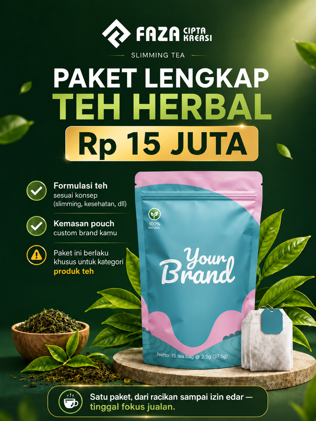 Faza Cipta Kreasi - Jasa Maklon Herbal Facebook ad: PAKET TEH HERBAL Rp15 JUTA