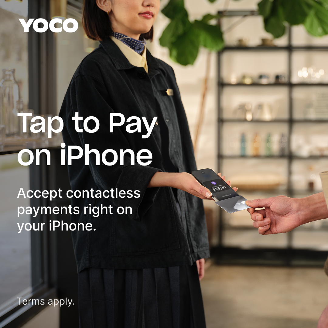Yoco Facebook ad: Tap to Pay on iPhone is now available.