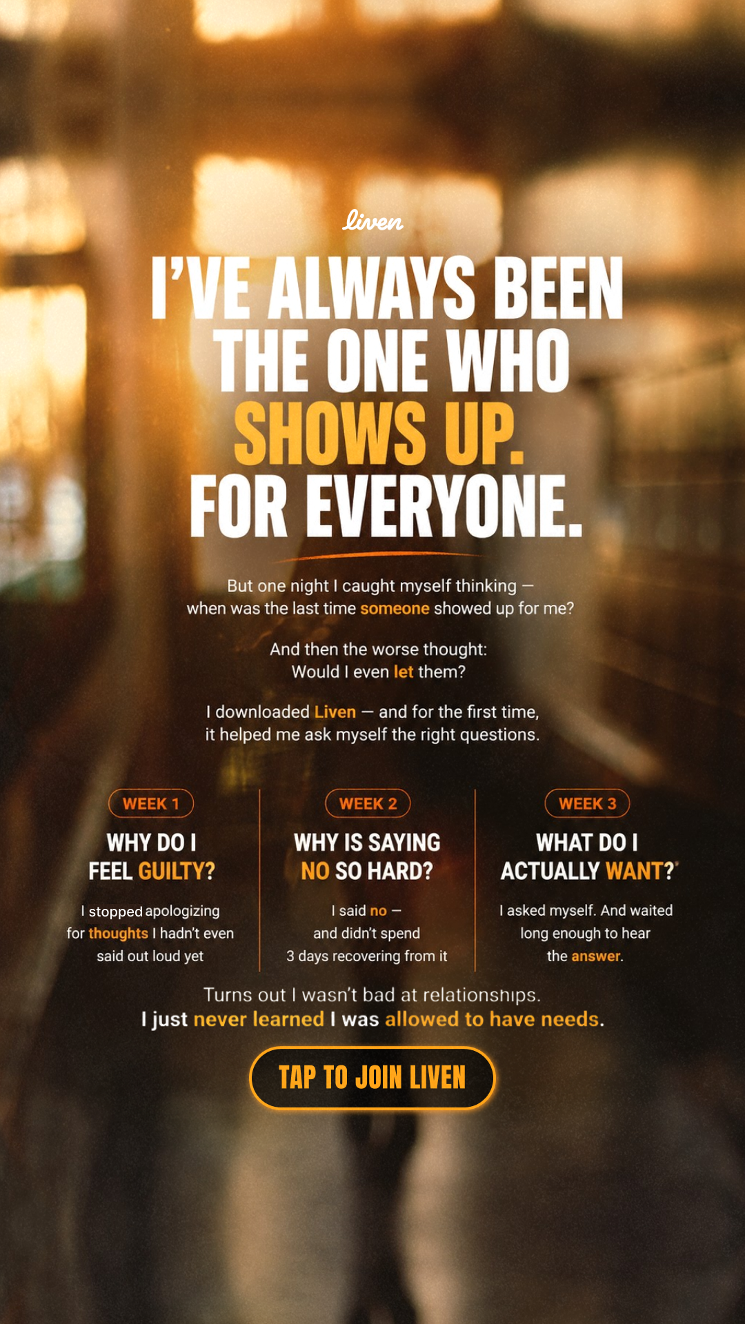 Liven: Self-Discovery Community Facebook ad