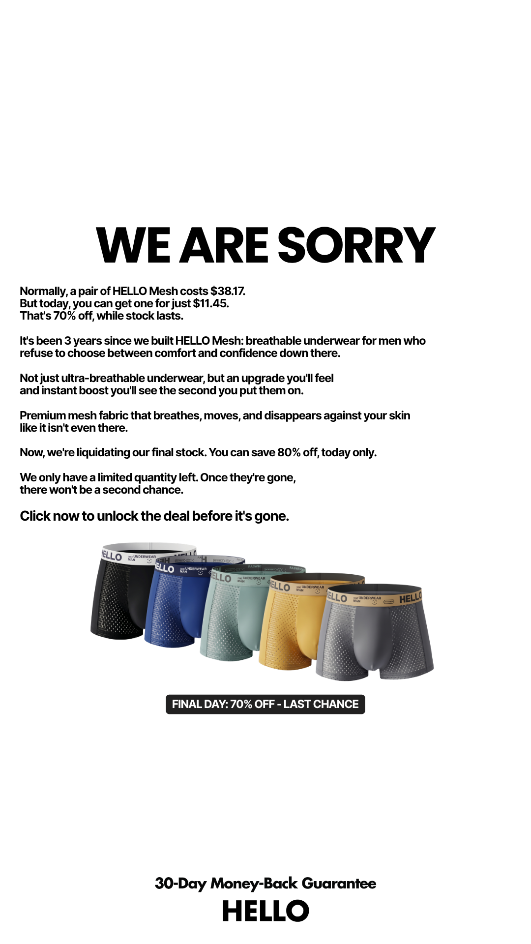 HELLO - The Only Underwear You'll Ever Need Facebook ad