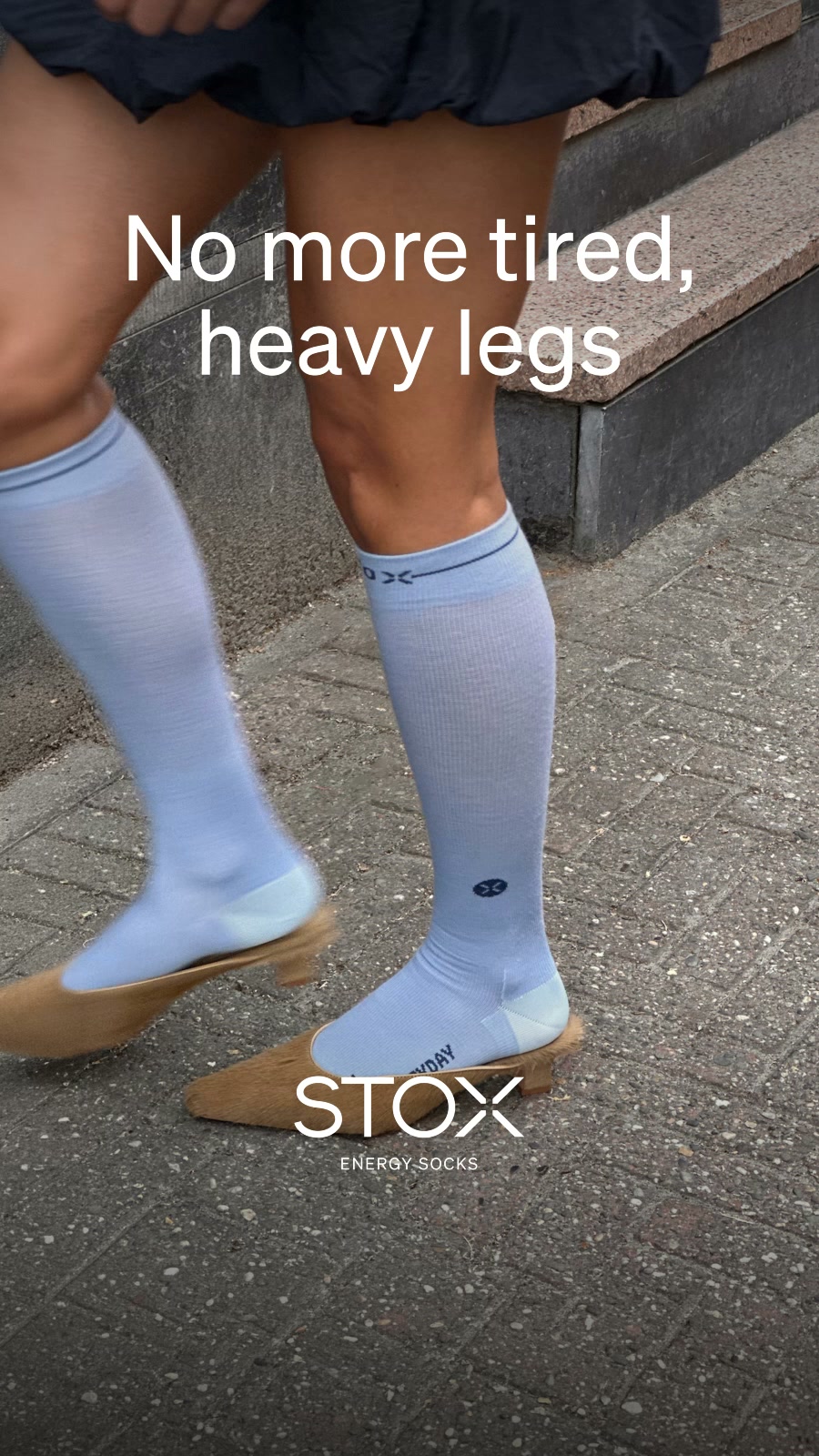 STOX Energy Socks Facebook ad: Voorkom vermoeide benen met STOX Energy Socks