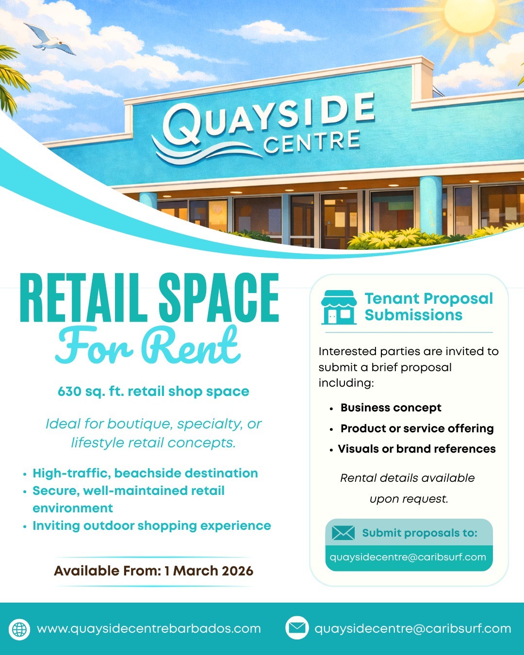 Quayside Centre Facebook ad: Retail Space Available at Quayside Centre!