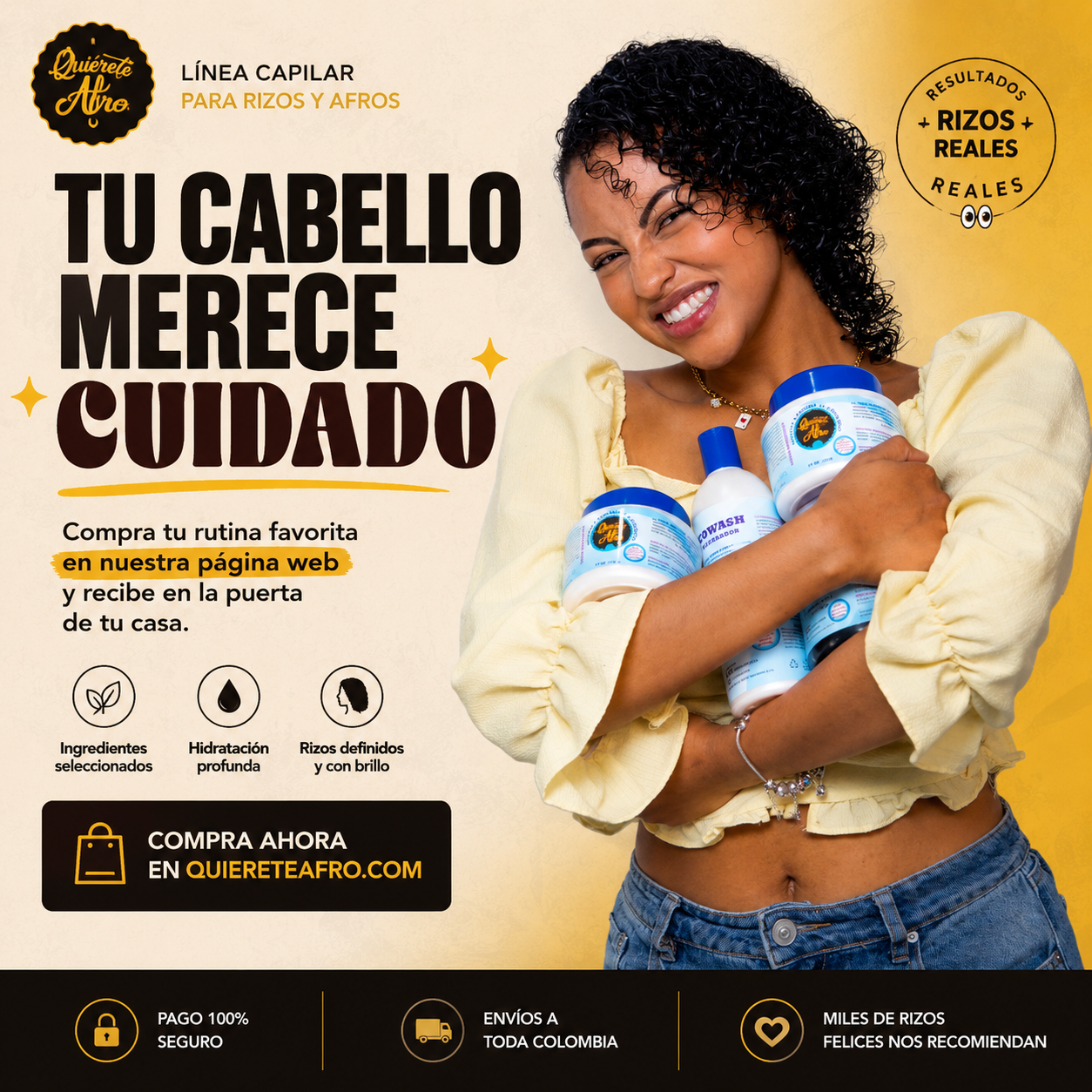 Quiérete Afro Facebook ad: Productos para cabello afro,crespo y rizado | Quiérete Afro