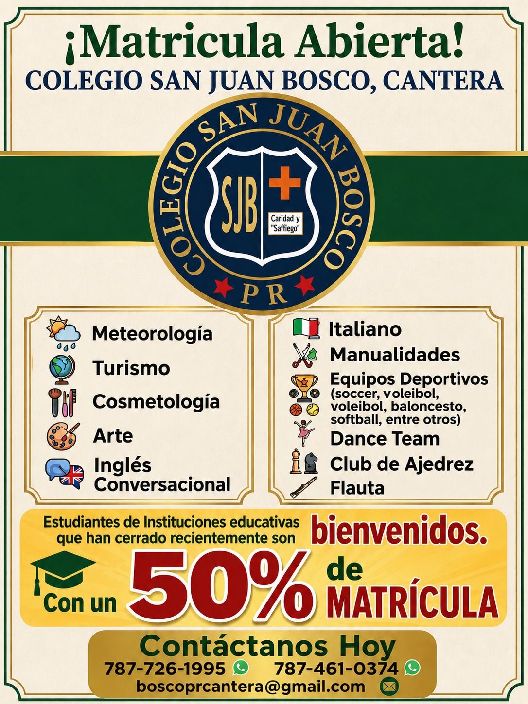 Colegio San Juan Bosco - OFICIAL Facebook ad: En tiempos de cambio, queremos extenderles nuestra mano…
