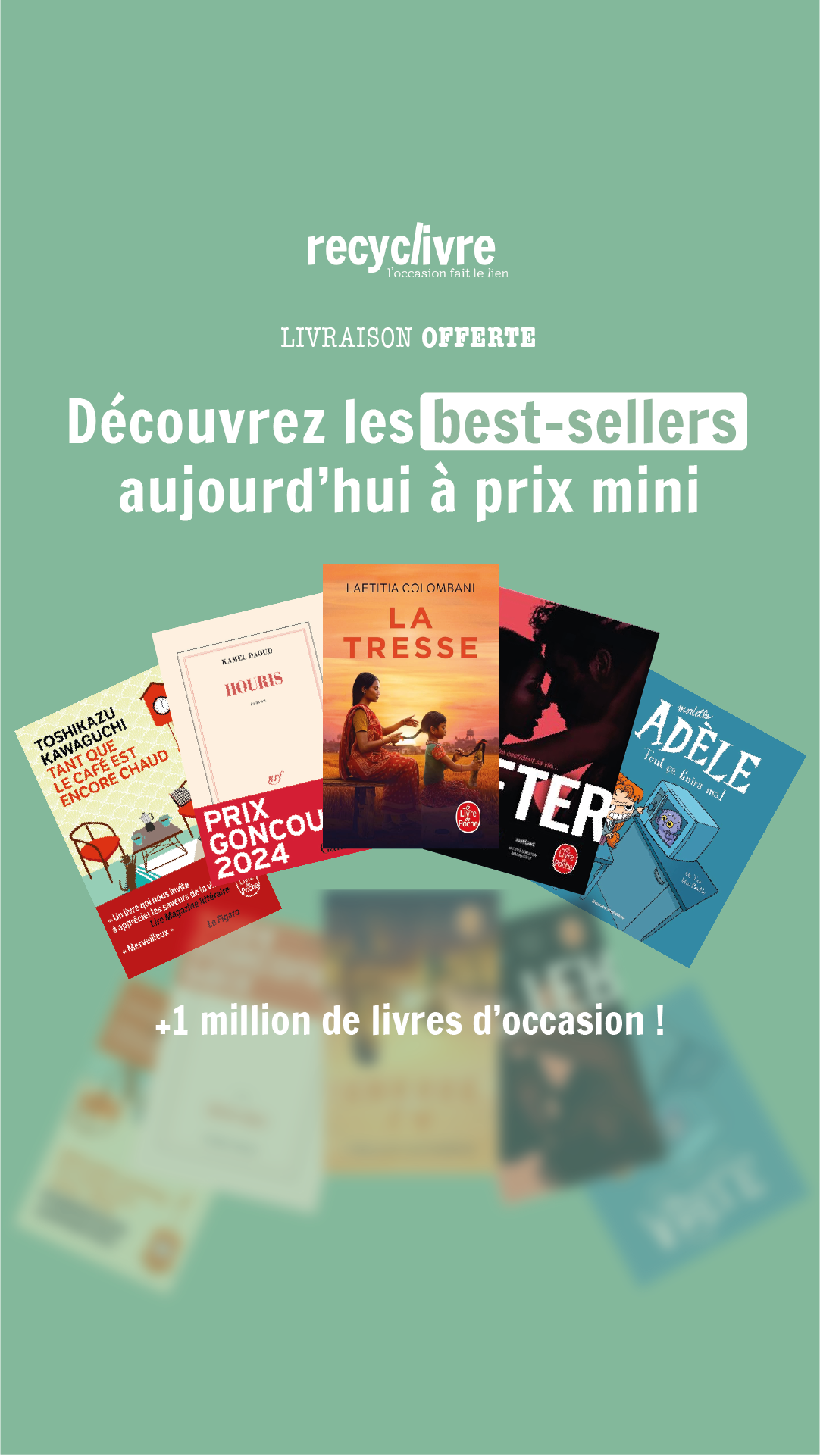 Recyclivre Facebook ad: Nous donnons une seconde vie aux livres