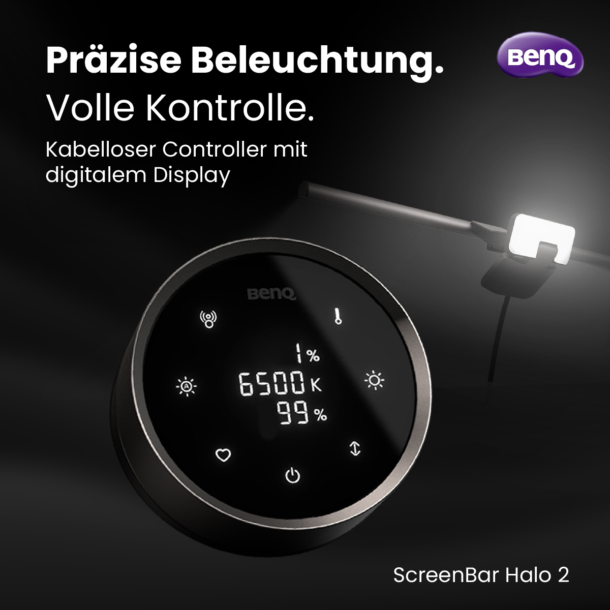 BenQ Facebook ad: Präzise Beleuchtung. Volle Kontrolle.
