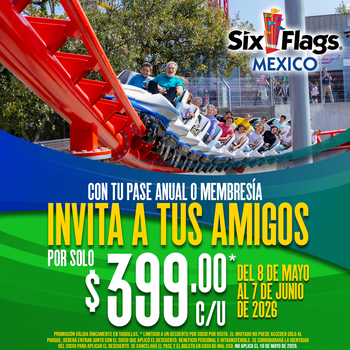Six Flags Mexico Facebook ad from May 13, 2026