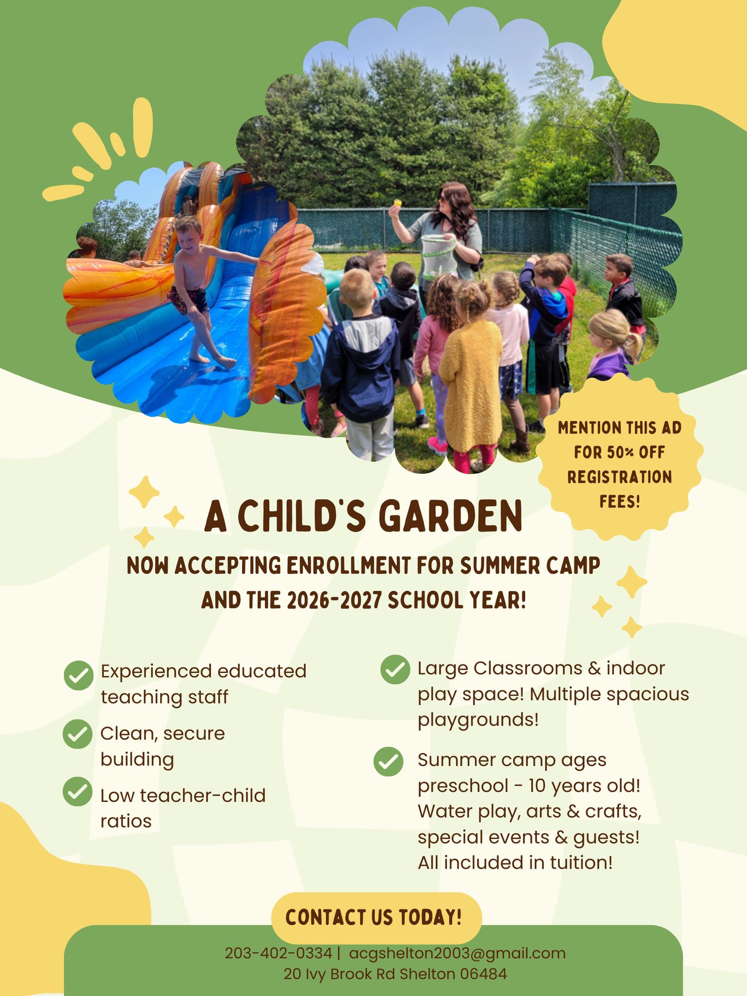 A Child's Garden - Shelton Facebook ad: Now accepting enrollment for Summer Camp and the…