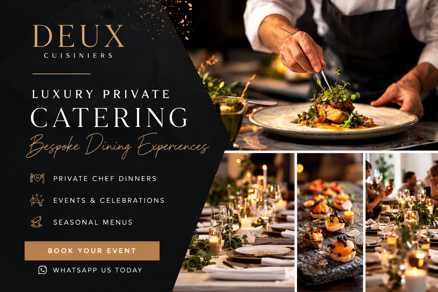 DEUX CHEFS Facebook ad: Imagine hosting an unforgettable dining experience without…