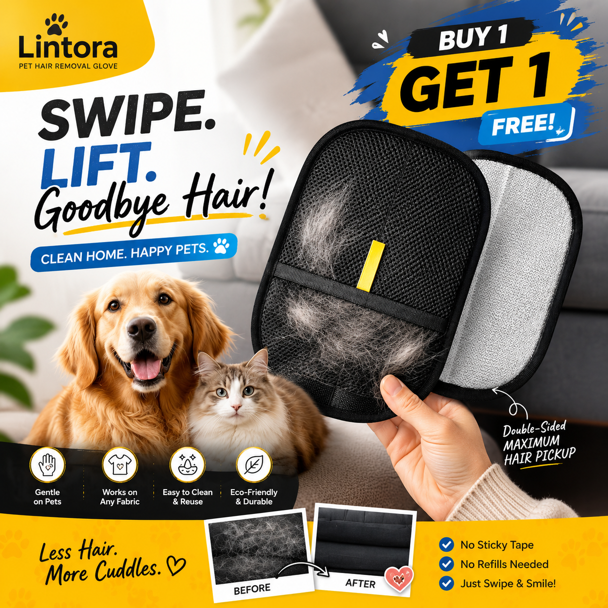 Lintorapet Facebook ad: 50% Off Plus Buy 1 Get 1 Free